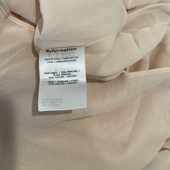 Reformation Jayde Off the Shoulder Ruched Prosecco Maxi Dress Size 6 - Picture 9 of 9